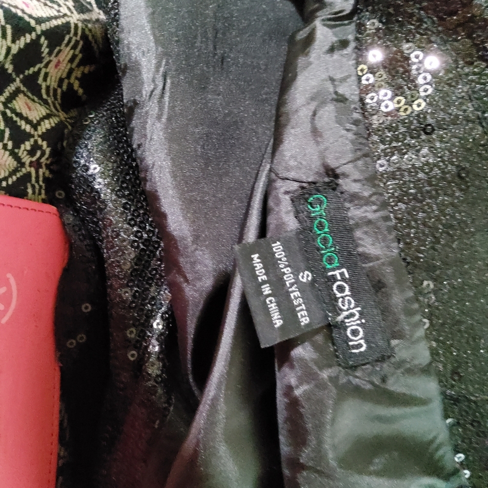 Black Sequence Blazer Size Small - image 4